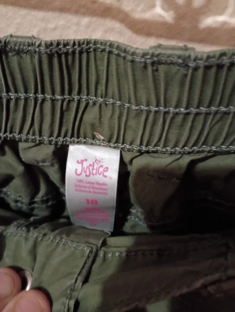 Girls Size 18 Justice Casual Utility Shorts - Olive Green